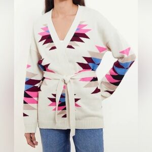 &Isla Tahlia Longline Aztec Cardigan- 100% Cotton - Size Small- NWT